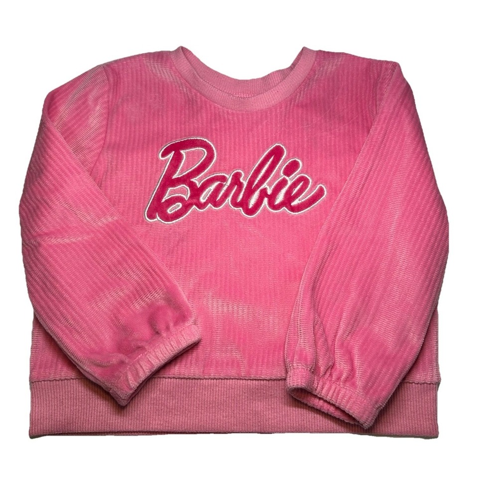 Barbie Sweater Toddler Girls Size 24M Pink Embroidered Long Sleeves Soft Cuddly